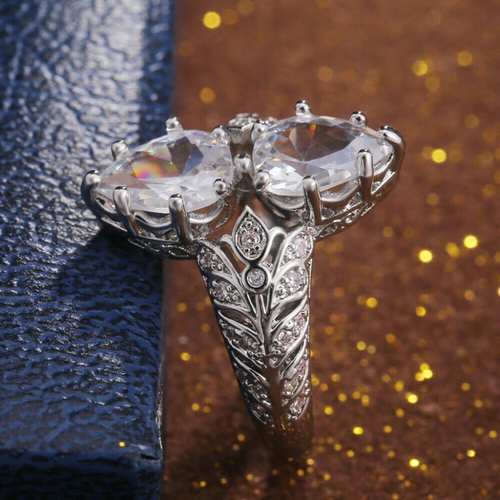 925 Silver Pear Cut White Sapphire Ring New - Picture 5 of 6